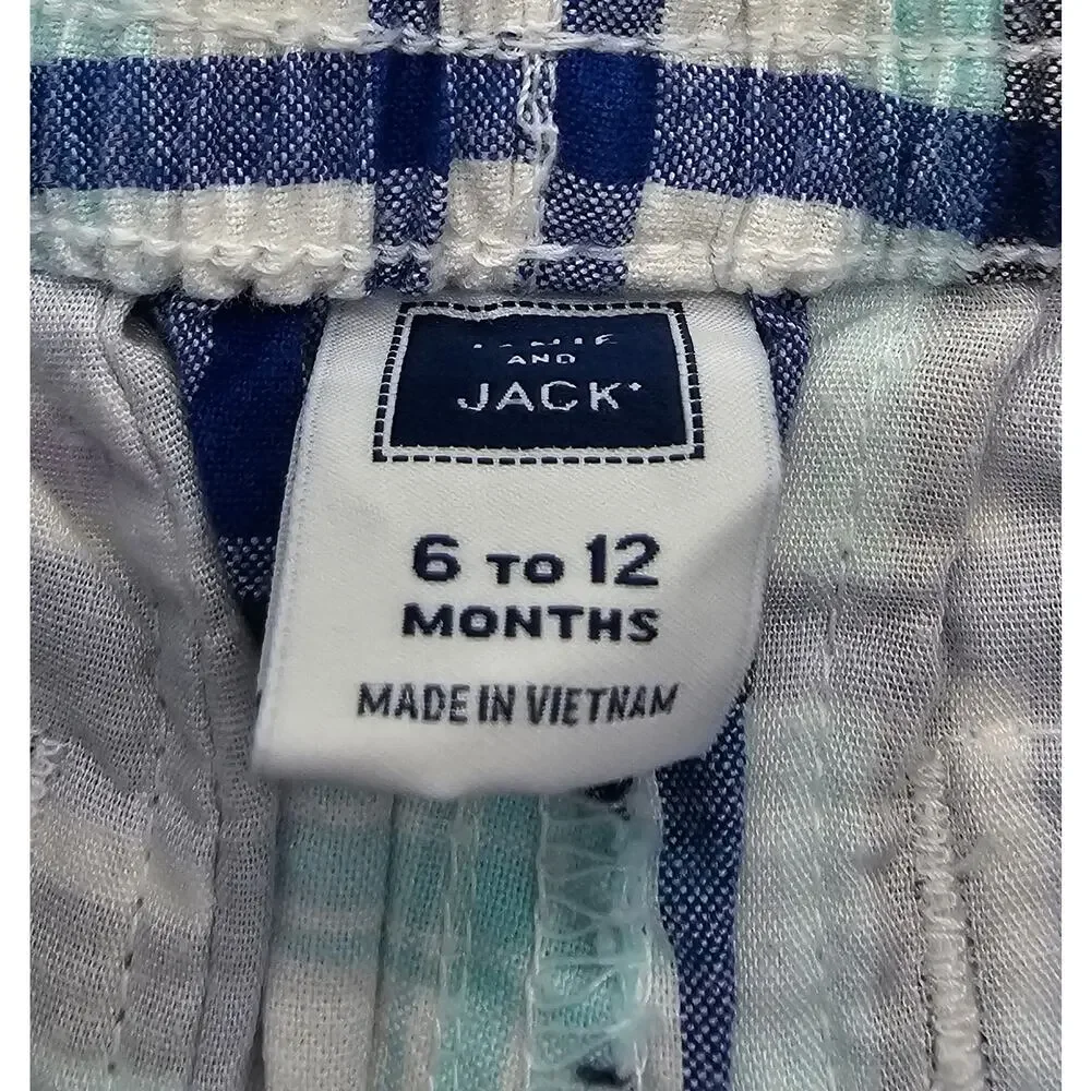 Janie and Jack Boys Size 6-12M 3 Piece Purple Button-down and Plaid Shorts Lot